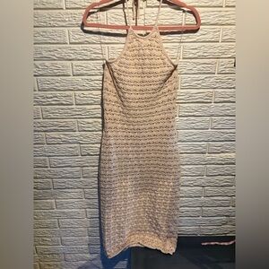 Cream Crochet Halter Dress